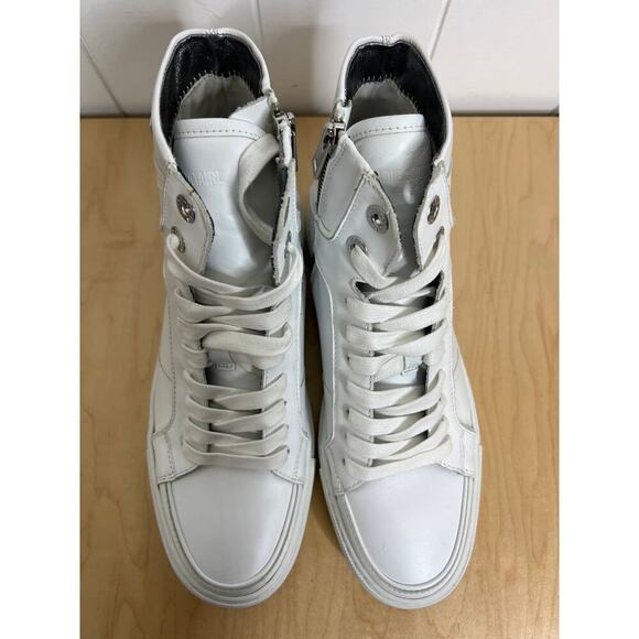 Zadig & Voltaire ZV1747 High Flash White Leather Sneakers SZ FR39/US 8 Womens - Picture 8 of 11